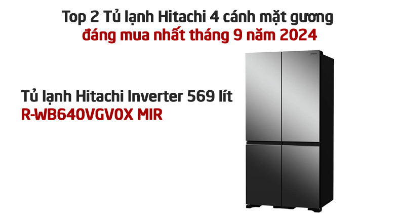 Tủ lạnh Hitachi Inverter 569 lít R-WB640VGV0X MIR
