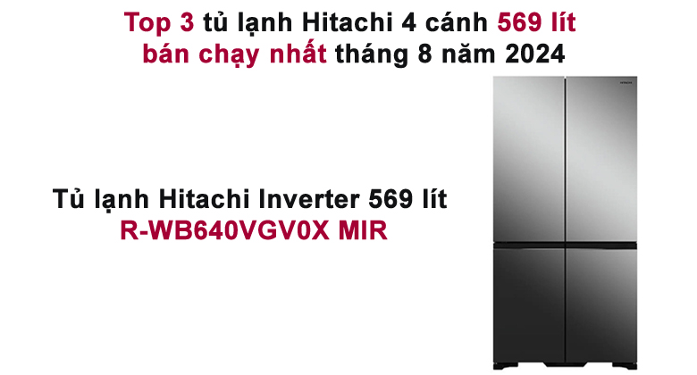 Tủ lạnh Hitachi Inverter 569 lít R-WB640VGV0X MIR