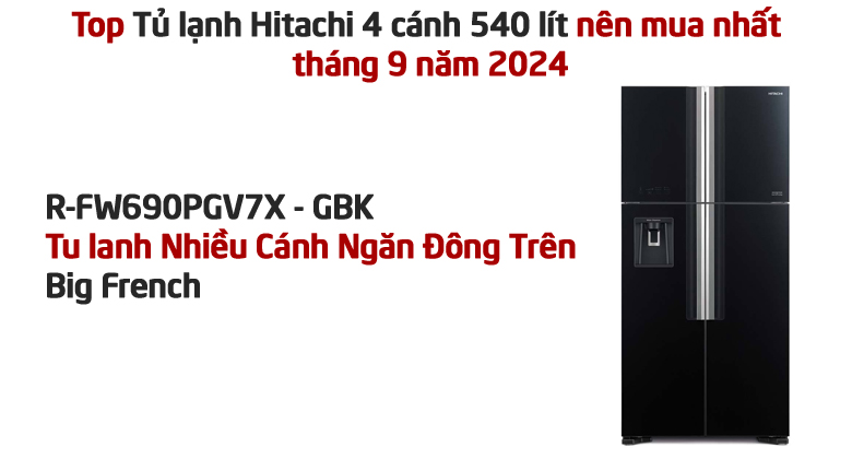Tủ lạnh Hitachi 540 lít R-FW690PGV7X GBK