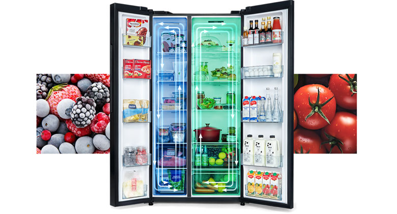 Tủ lạnh Hitachi Inverter 655 lít HRSN9713ESGBKVN - Hệ Thống Làm Lạnh Vòng Cung Kép Dual Surround Cooling