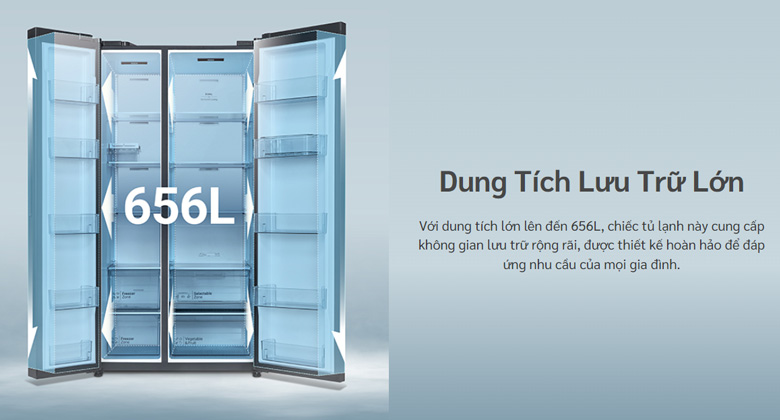 HRSN9713ESGBKVN - Dung Tích Lớn 656L Lưu Trữ Rộng Rãi Cho Cả Gia Đình