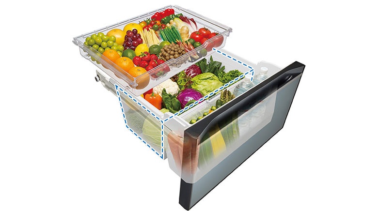 Tủ lạnh Hitachi 6 cánh - Ngăn Rau Quả Aero-care Với Chất Xúc Tác Platinum