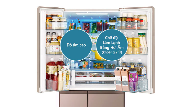 Hitachi R-HW620RV(X) Hơi Ẩm Khoảng 2°C Giữ Thực Phẩm Tươi Ngon Làm