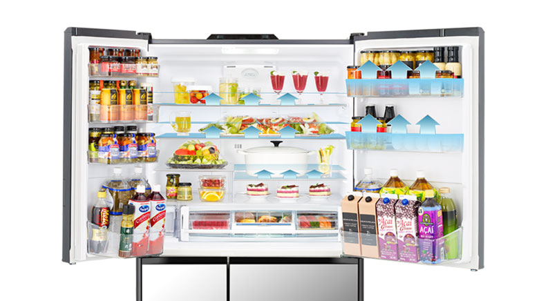 Tủ lạnh Hitachi nhập khẩu Nhật Bản - Các Ngăn Kệ Và Hộc Tủ Tùy Chỉnh Chiều Cao