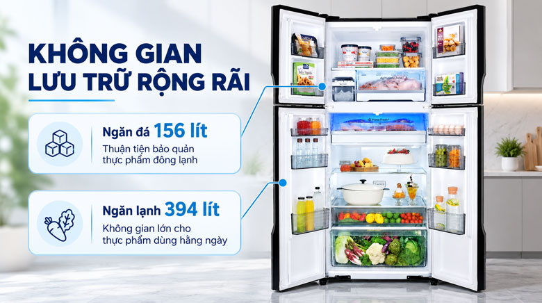 Không gian ngăn chứa Panasonic NR-DZ601VGKV dung tích 550 lít