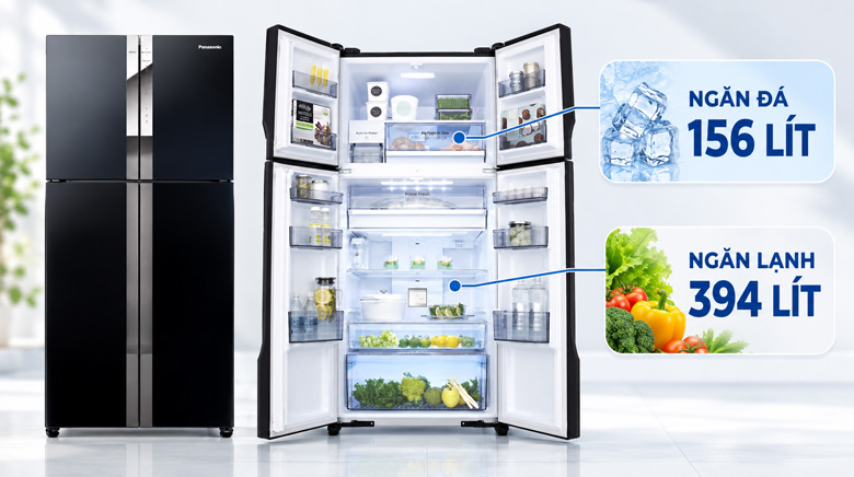 Không gian ngăn chứa Panasonic NR-DZ601YGKV dung tích 550 lít