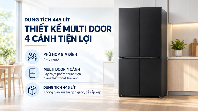 Tủ lạnh Panasonic NR-XZ520CWKV thiết kế Multi Door 4 cánh dung tích 445 lít