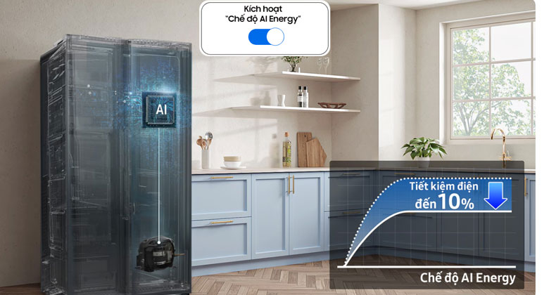 Tủ lạnh RS57DG400EM9SV - Chế độ AI Energy