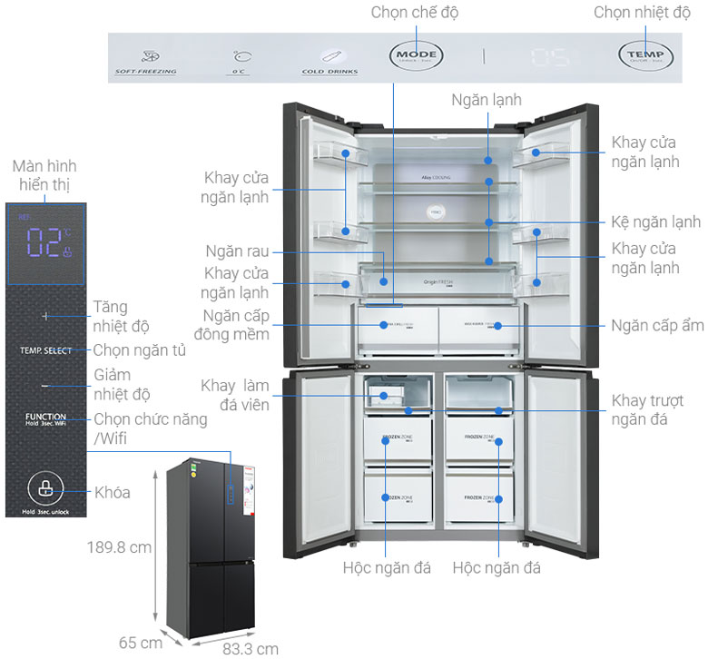 Tủ lạnh Toshiba Inverter 515 lít Multi Door GR-RF670WI-PGV(A9)-BG