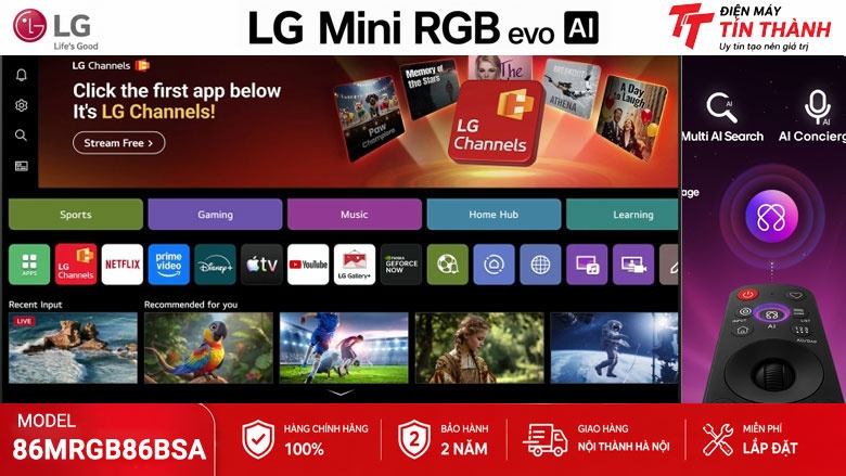 Smart Tivi LG Mini RGB evo AI 4K 86 inch 86MRGB86BSA - Hệ điều hành webOS 26