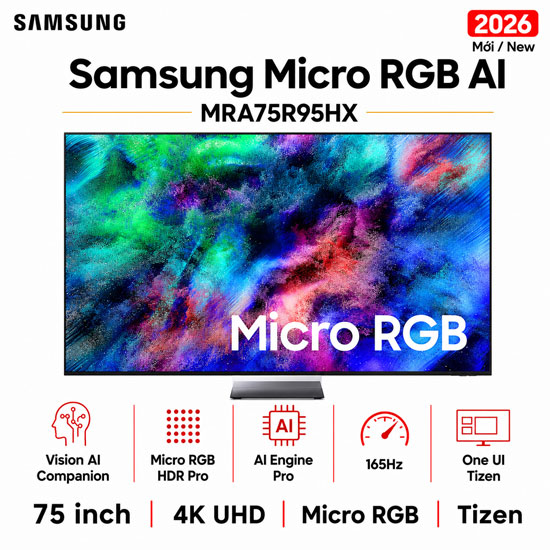 Smart Tivi Micro RGB Samsung AI 4K 75 inch MRA75R95HX