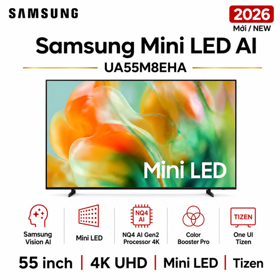 Smart Tivi Mini LED Samsung UA55M8EHA 55 inch hỗ trợ gaming tốc độ cao