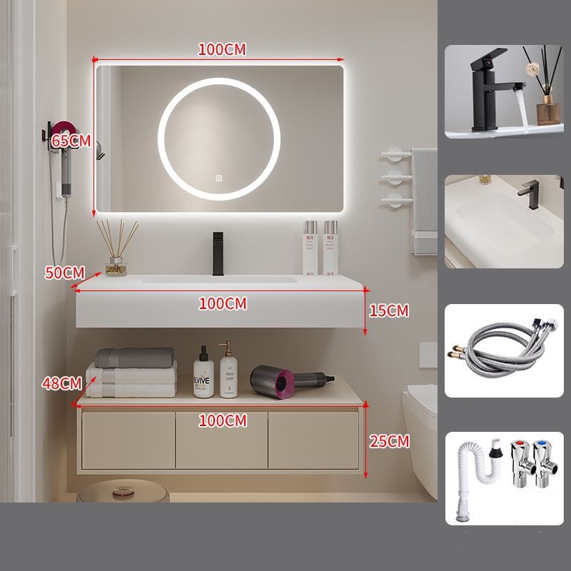 Tủ chậu lavabo liền khối 2 tầng