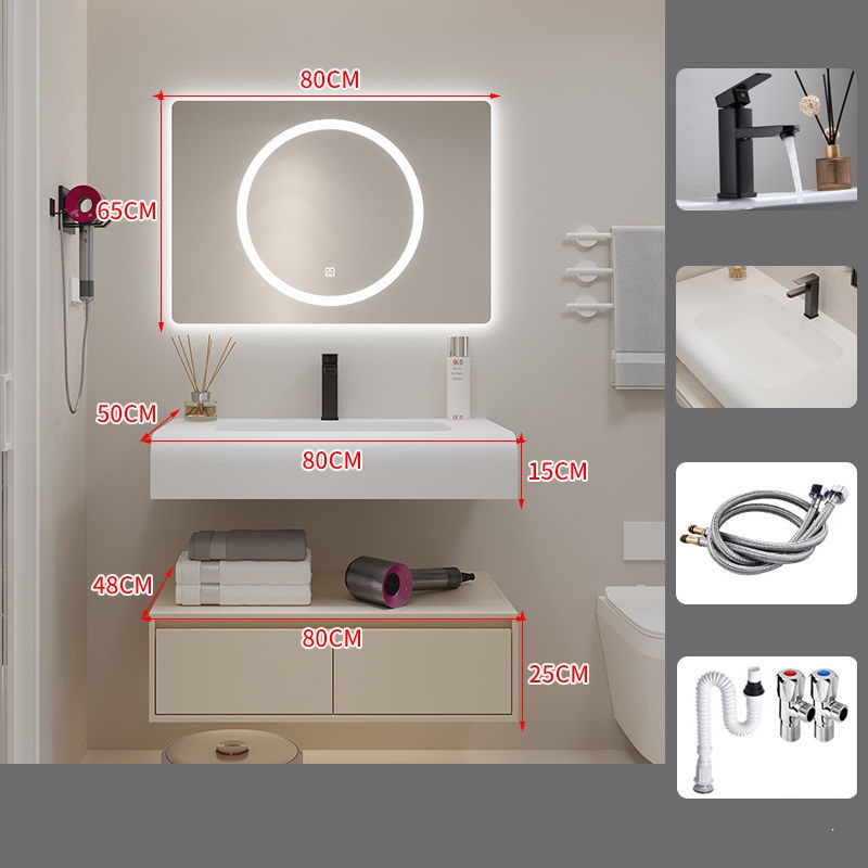 Tủ chậu lavabo liền khối 2 tầng