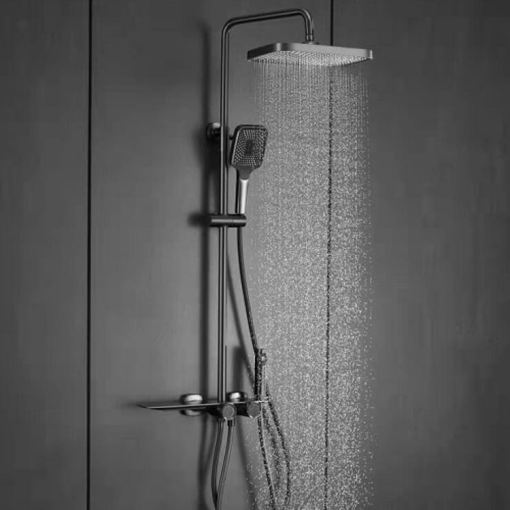 Sen tắm đồng thau phủ nano xám màn hình led