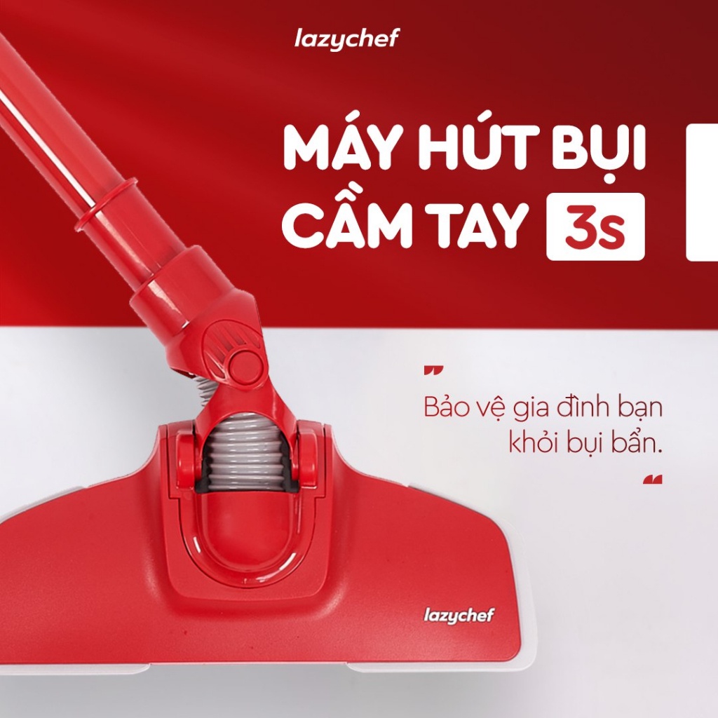 Máy Hút Bụi Cầm Tay 3S Thế Hệ Mới Lazychef - 3 Chi Tiết - Tháo Lắp 3 Giây