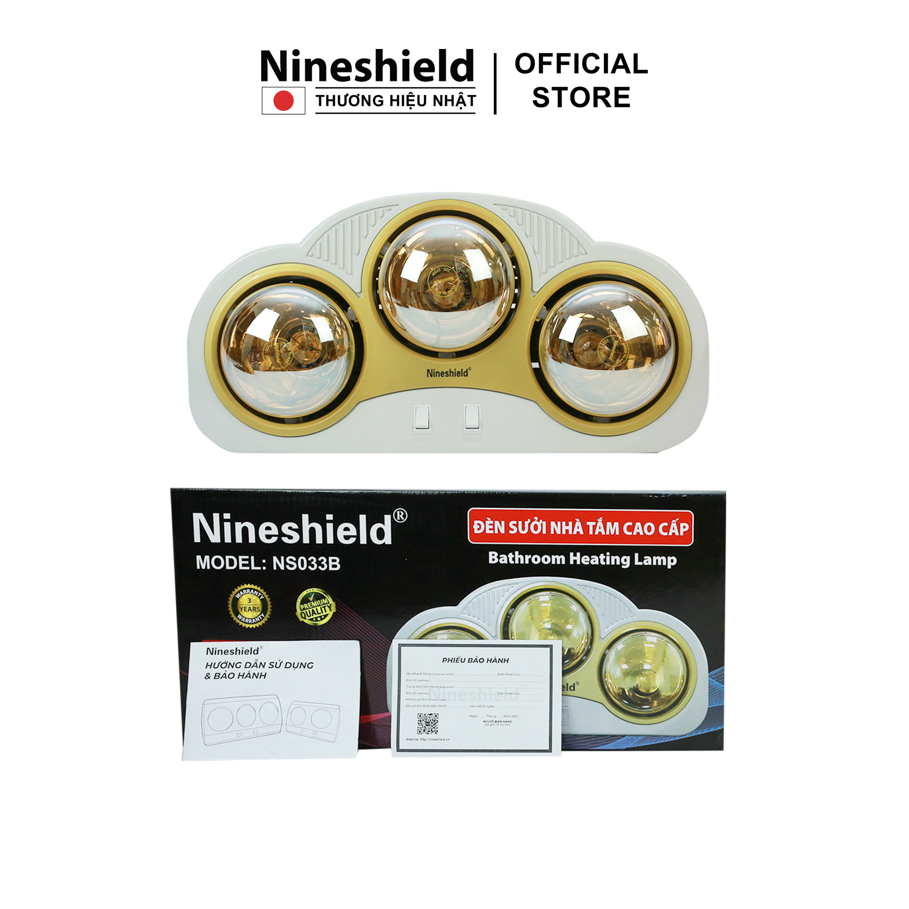 Đèn Sưởi Nhà Tắm 3 Bóng Nineshield NS033B