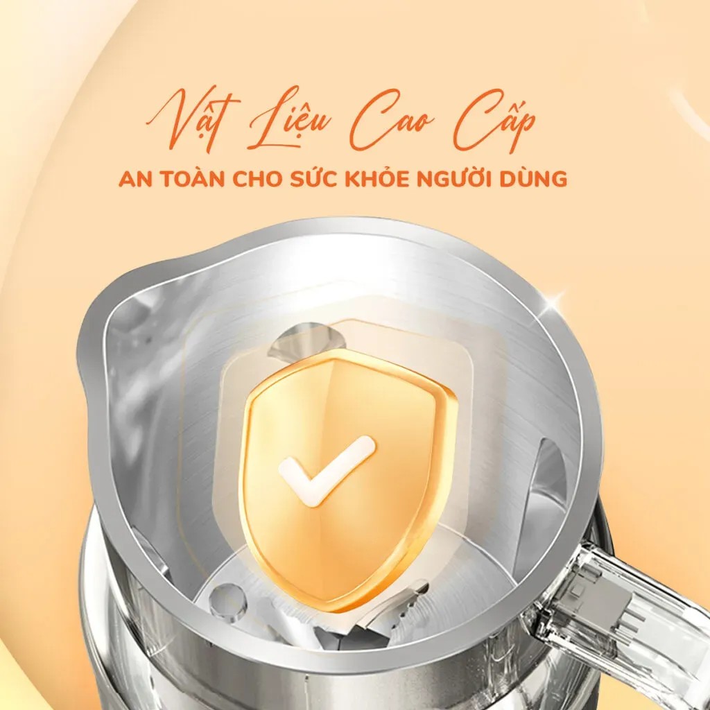 [TẶNG SÁCH CÔNG THỨC] Máy làm sữa hạt Nineshield KB- 112 - Nắp chống ổn - Lưỡi dao 8 cánh - Máy nấu sữa hạt Nineshield - Máy xay sinh tố đa năng