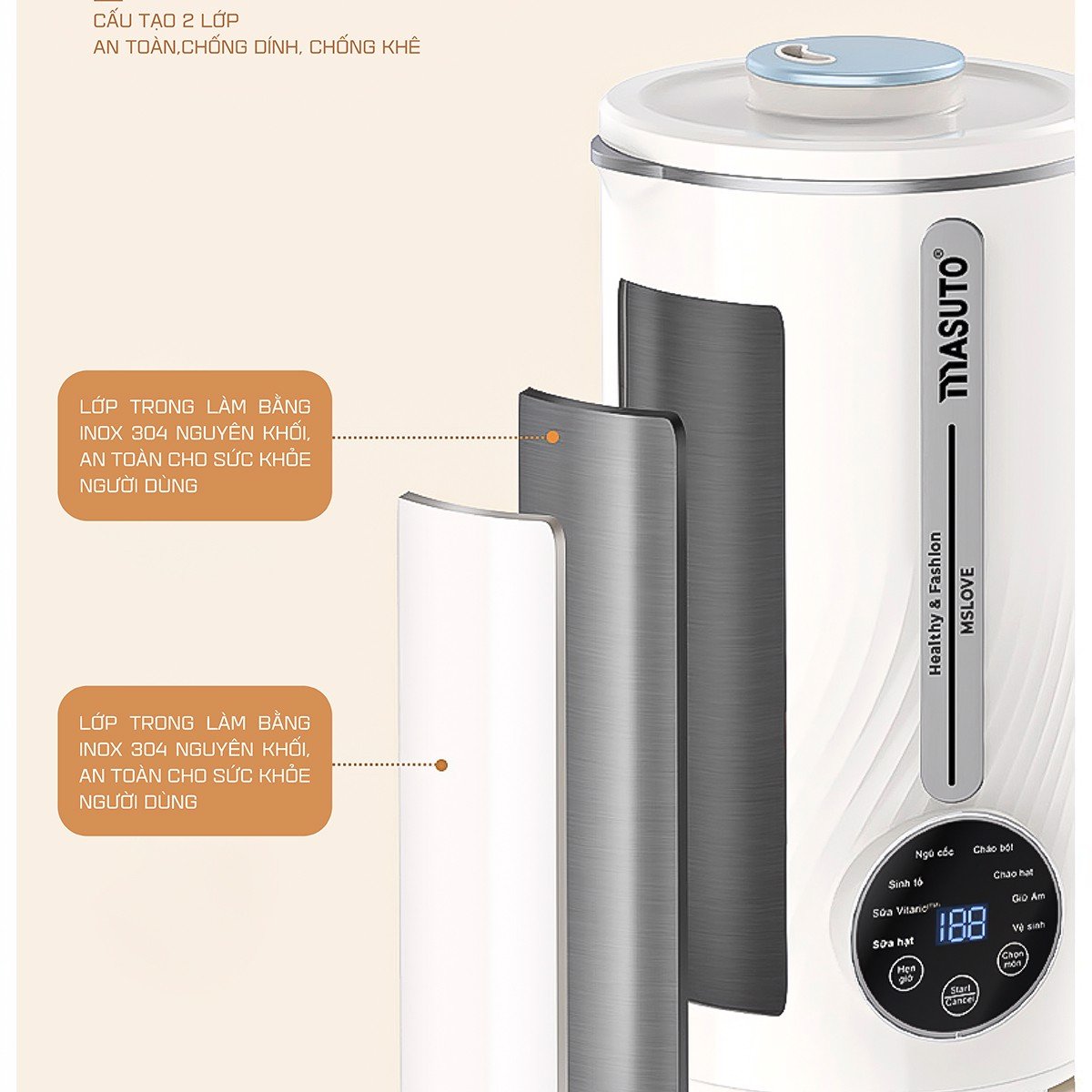 Máy làm sữa hạt Masuto 1L