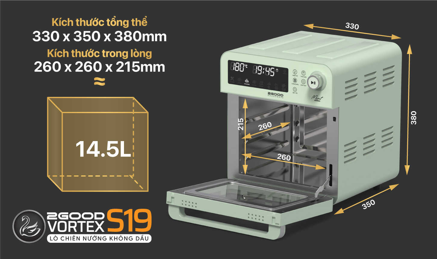 Nồi Chiên Không Dầu 2GOOD Vortex S-19 Air Fryer Oven