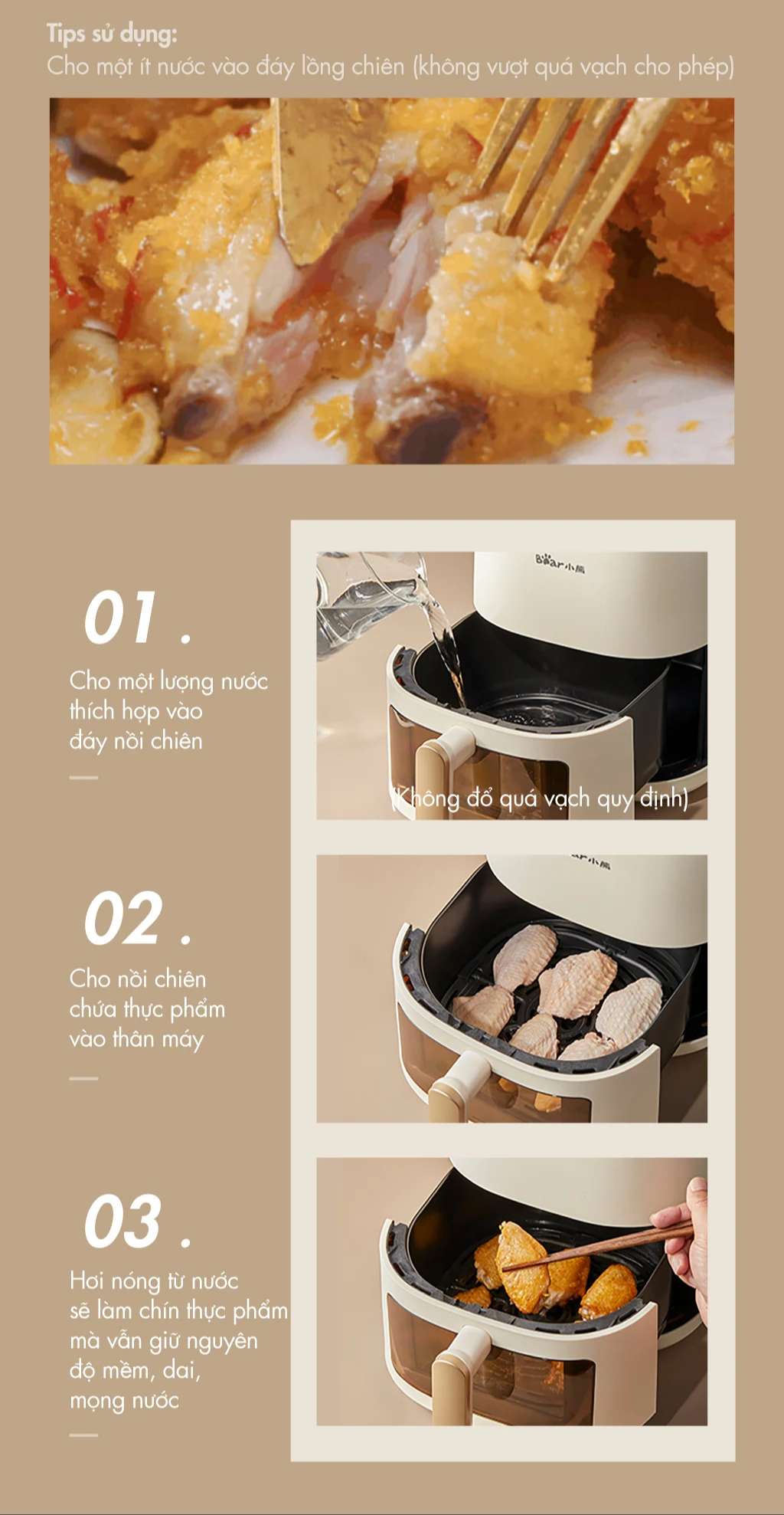 Nồi chiên không dầu 5L Bear