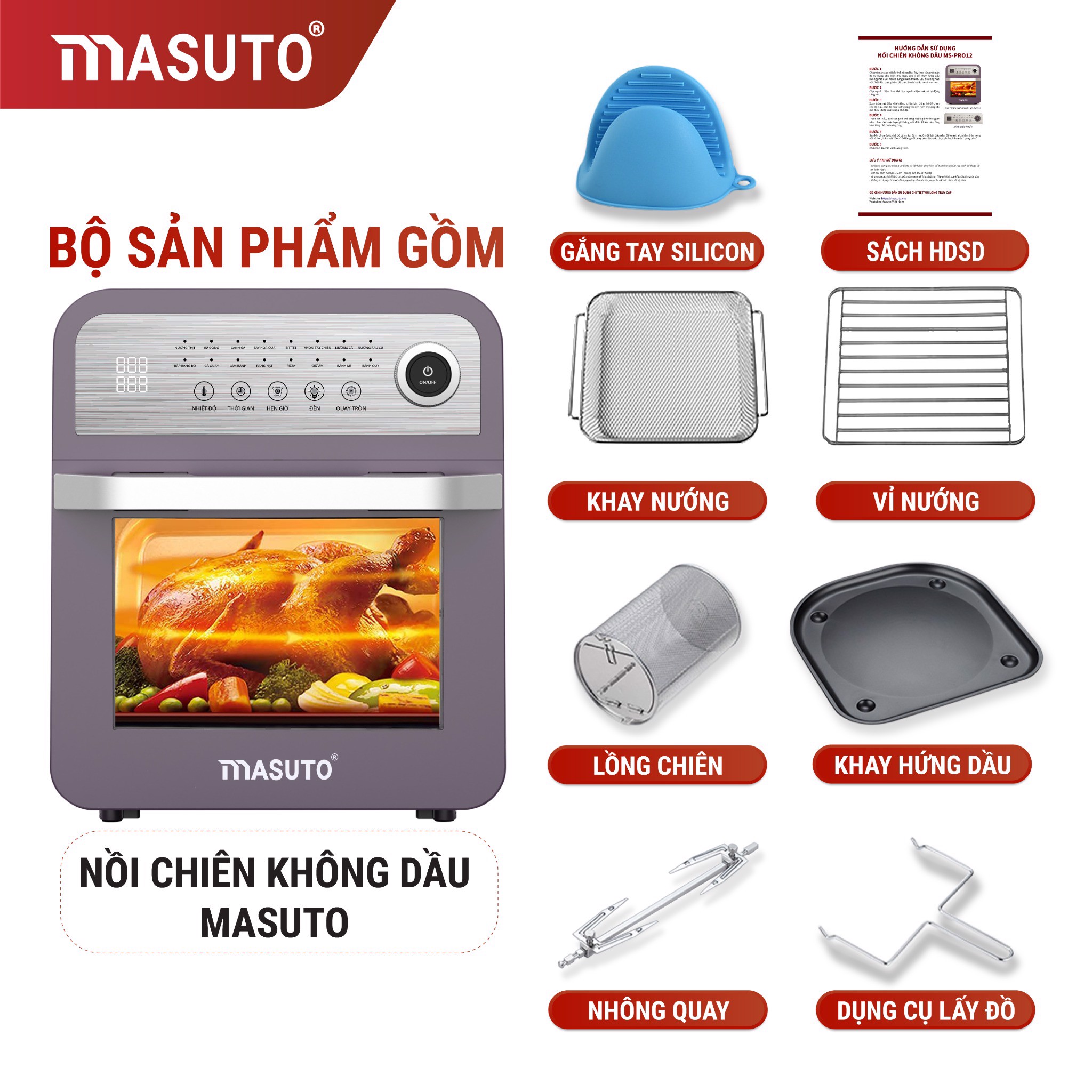 Nồi chiên không dầu Masuto PRO12 16 chế độ