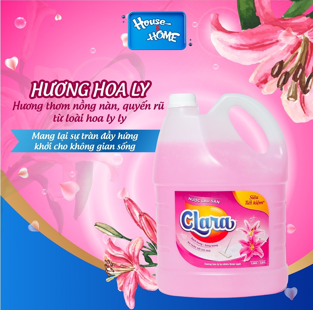 Nước lau sàn Clara - Hương hoa ly - Can 3.8Kg