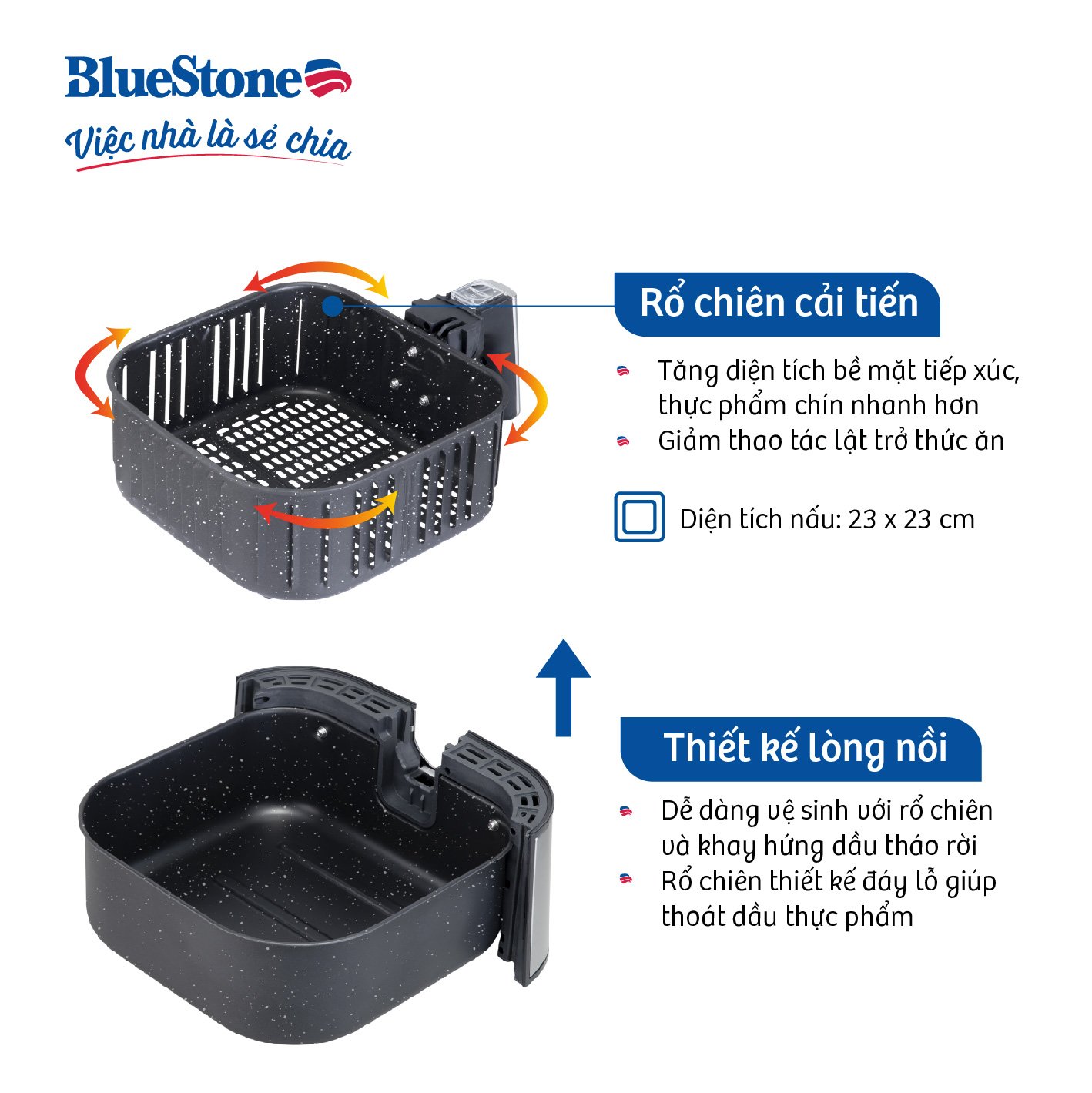 Nồi Chiên Không Dầu BlueStone AFB-5880 5.5 Lít 1700W
