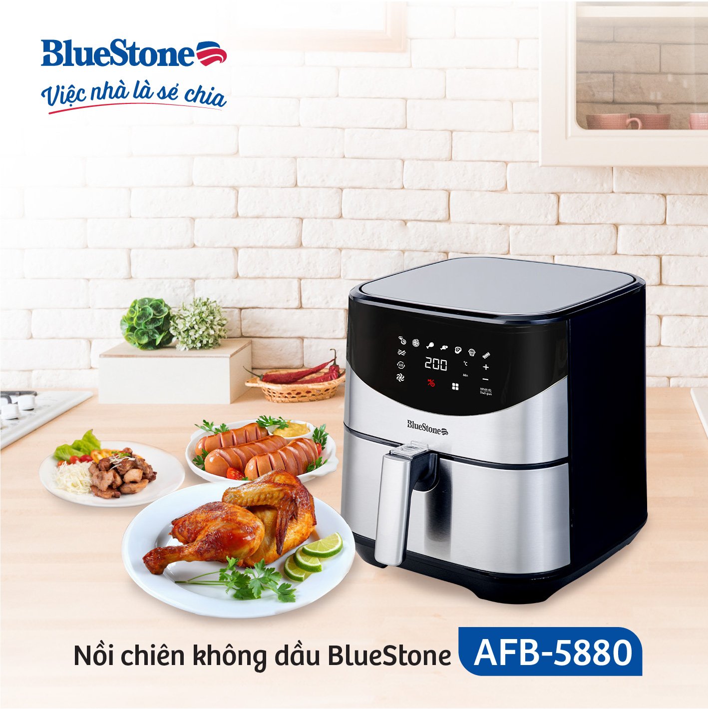 Nồi Chiên Không Dầu BlueStone AFB-5880 5.5 Lít 1700W