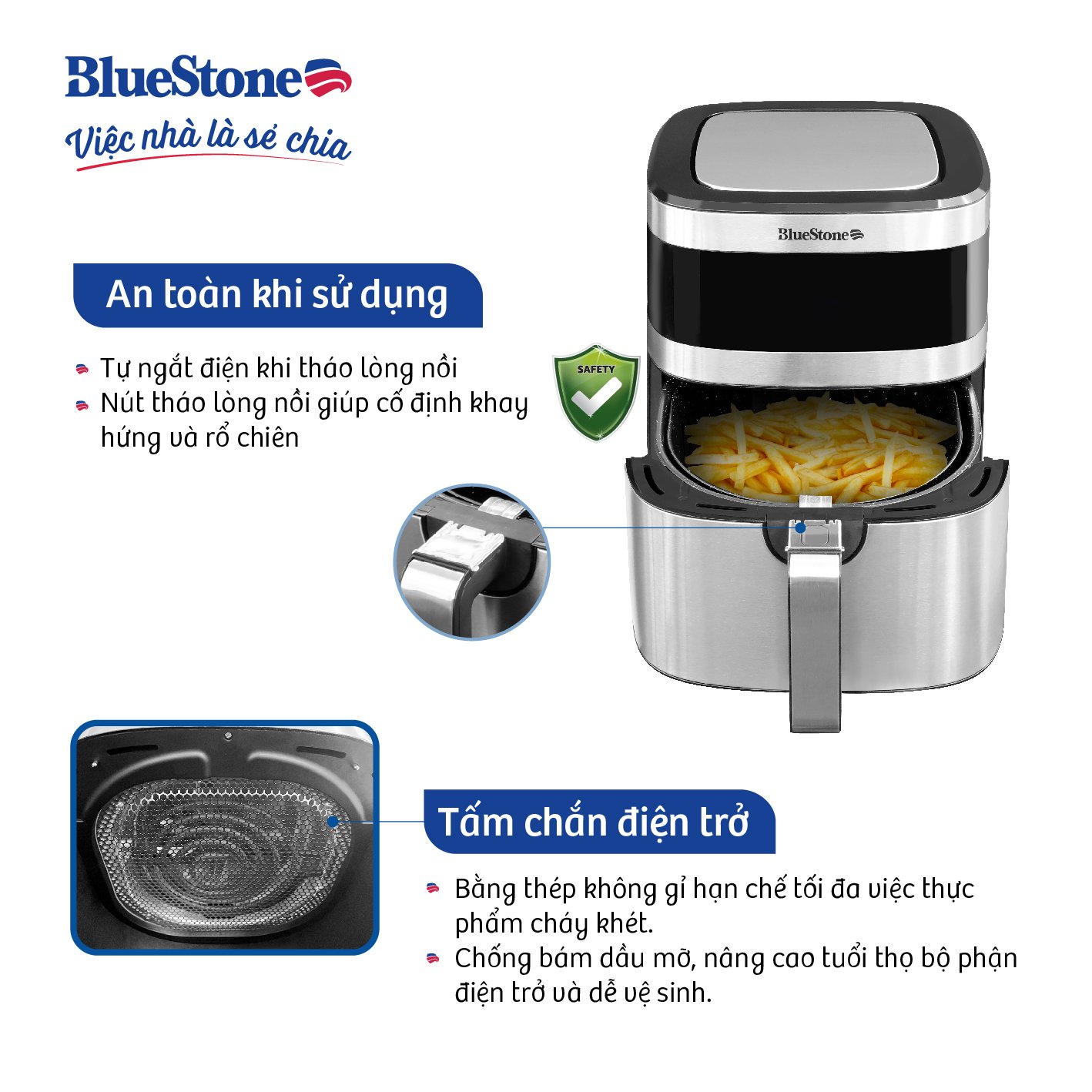 Nồi Chiên Không Dầu BlueStone AFB-5885 6.5 Lít 1500W