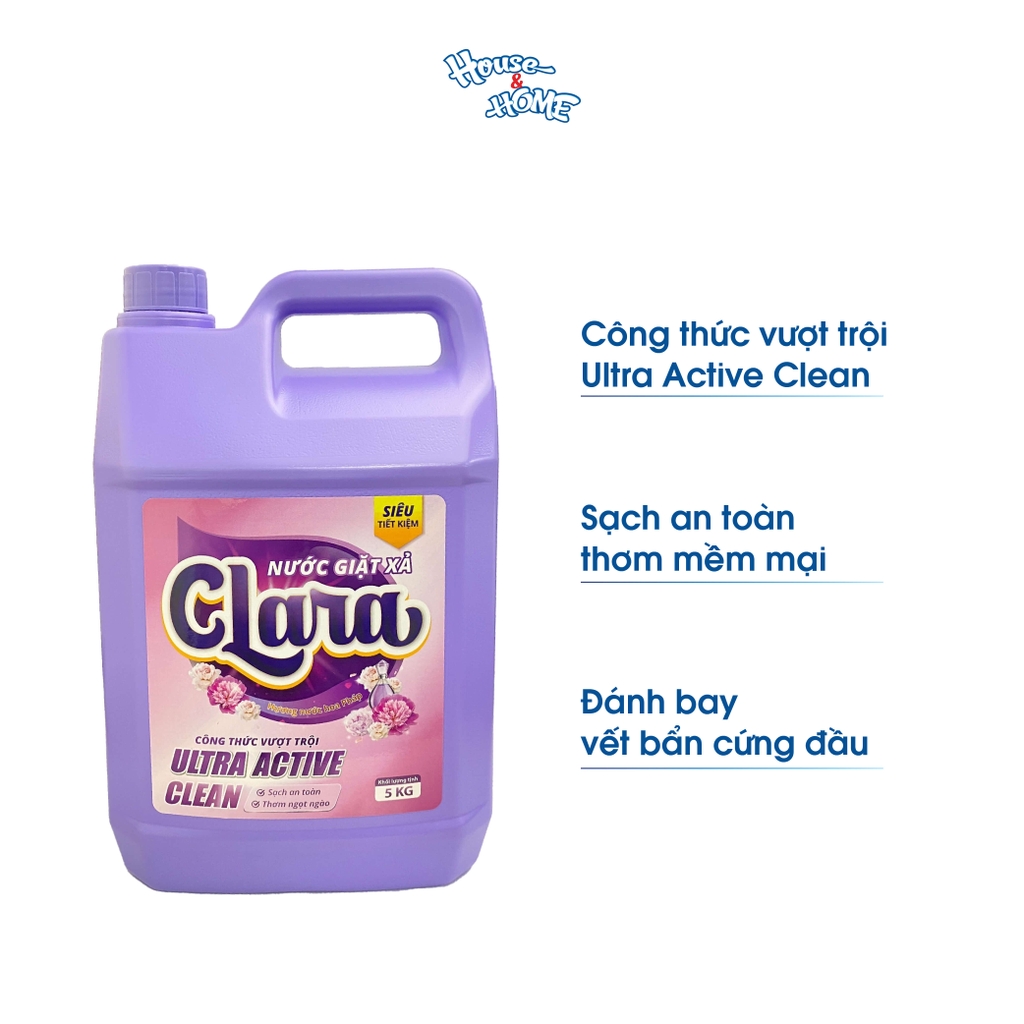 Nước giặt xả Clara - Hương nước hoa Pháp - Can 5Kg