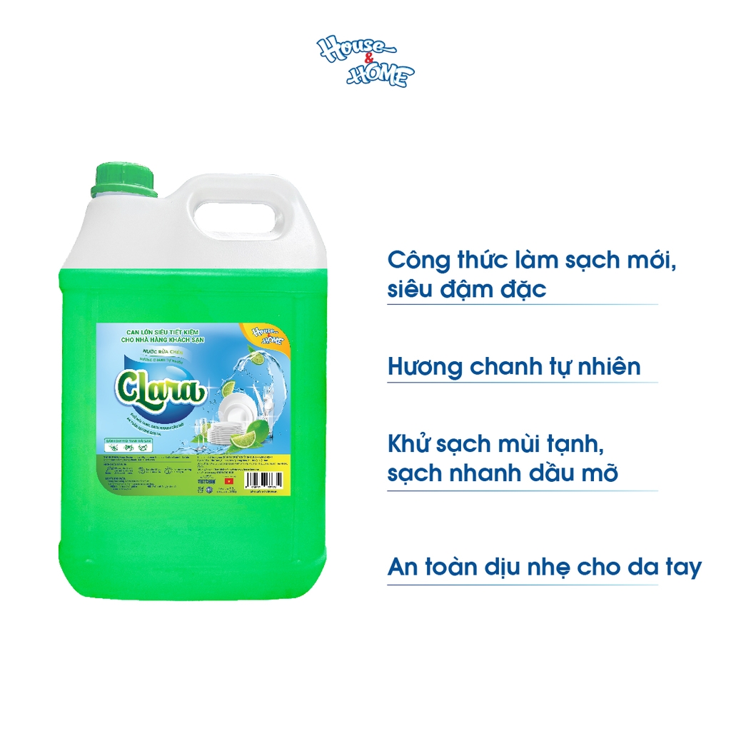 Nước rửa chén Clara - Hương chanh tự nhiên can 9.5KG