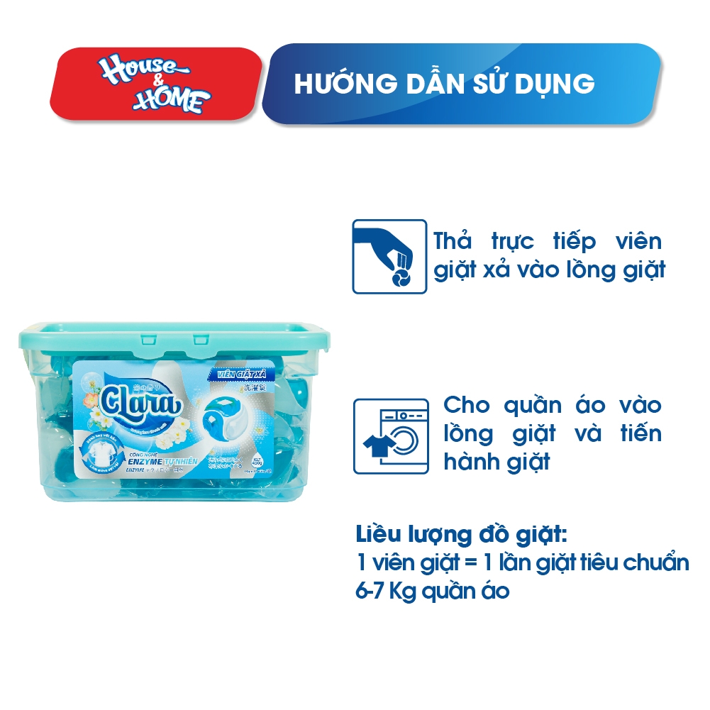Viên giặt xả Clara hương hoa thanh mát