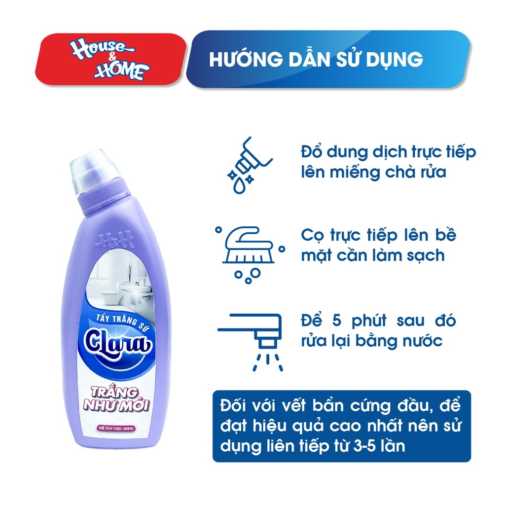 Dung dịch tẩy trắng sứ Clara - 480ml