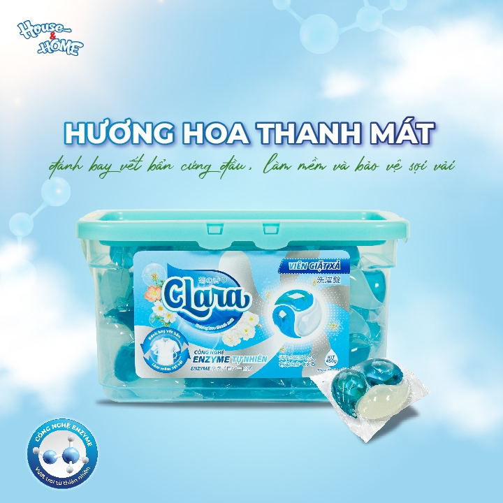 Viên giặt xả Clara hương hoa thanh mát
