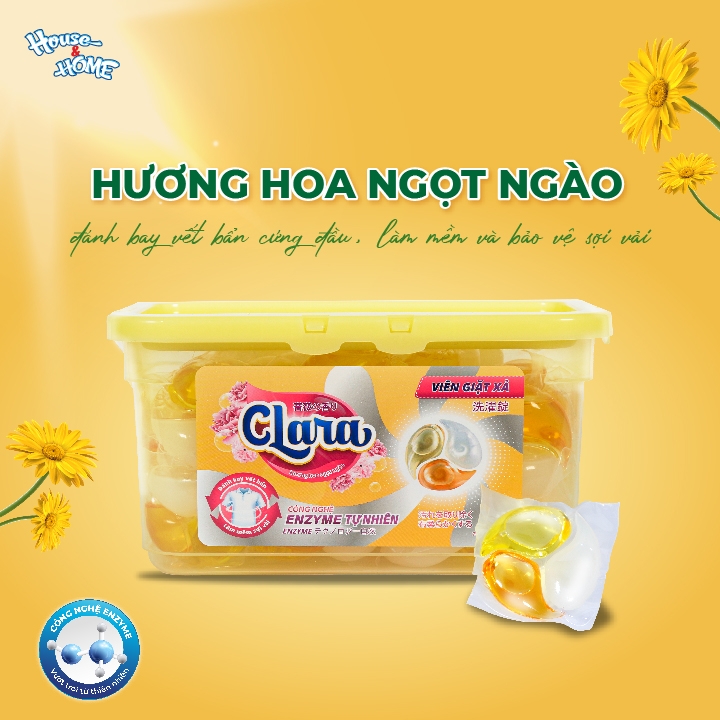 Viên giặt xả Clara hương hoa ngọt ngào