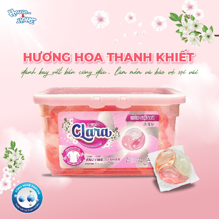 Viên giặt xả Clara hương hoa thanh khiết