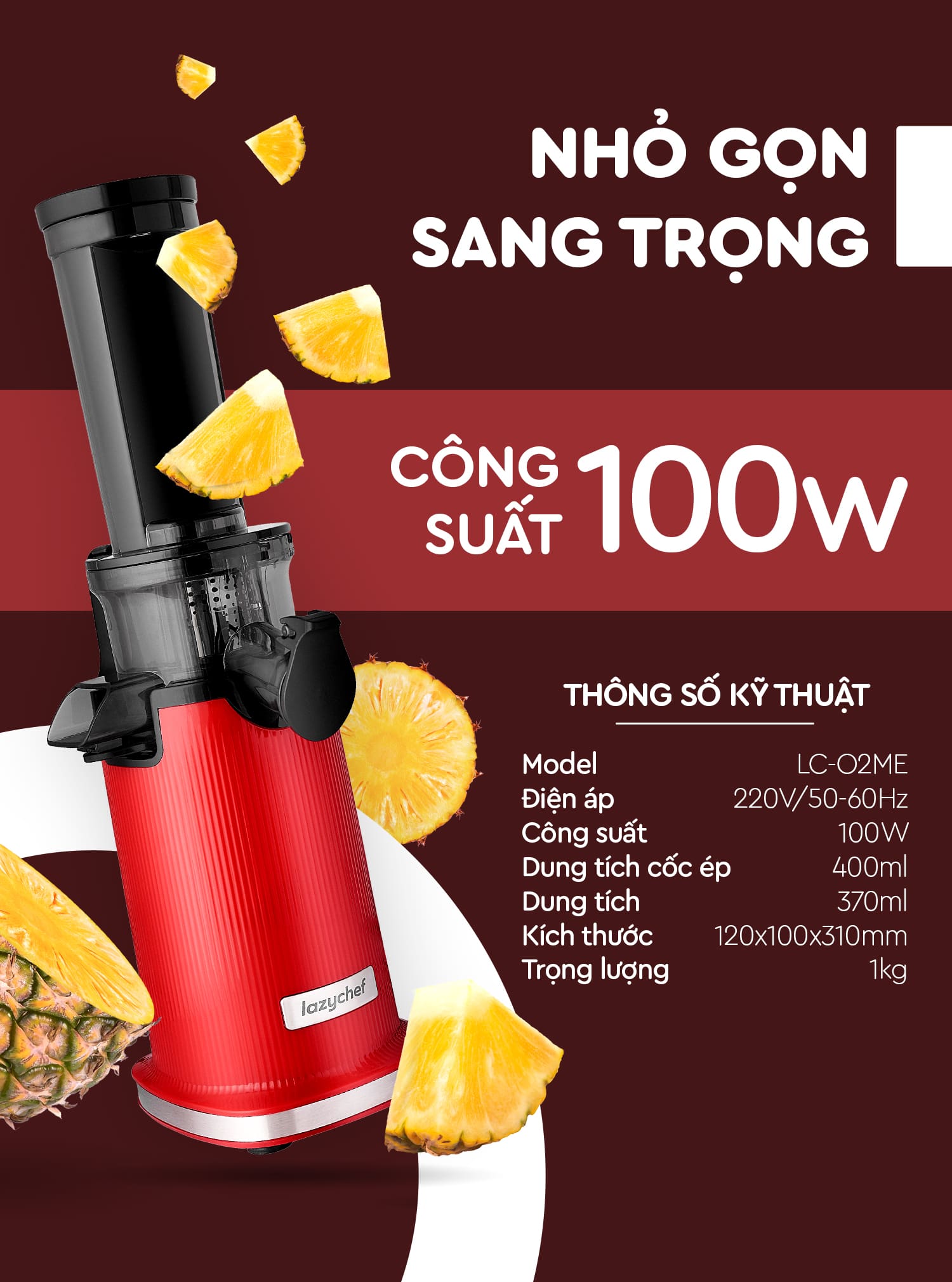 Máy ép chậm mini 3S LC-02ME Lazychef