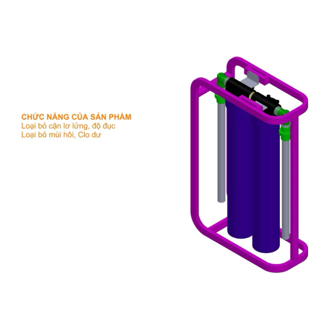 Bộ lọc nước tổng gia đình CTF02 làm mềm nước siêu lọc loại bỏ Clo, cặn và mảng bám