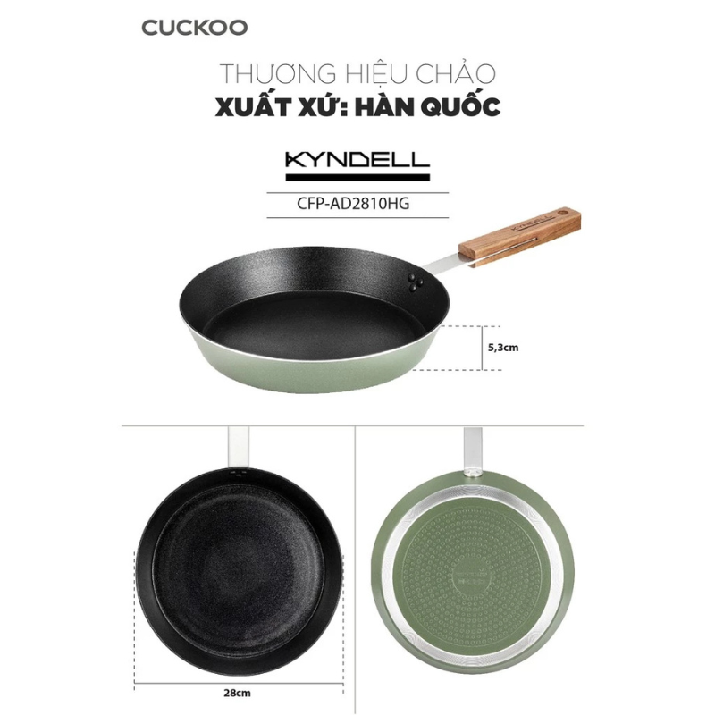 [Chính Hãng] Chảo chống dính Cuckoo CFP-AD2810HG 6 lớp Titanium Diamond phi 28cm, sâu 5,3cm
