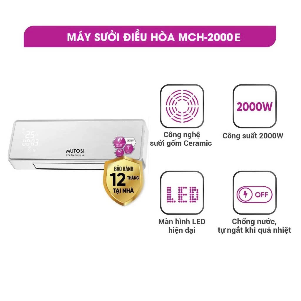 [Chính Hãng] Máy sưởi điều hòa Ceramic Mutosi MCH-2000E