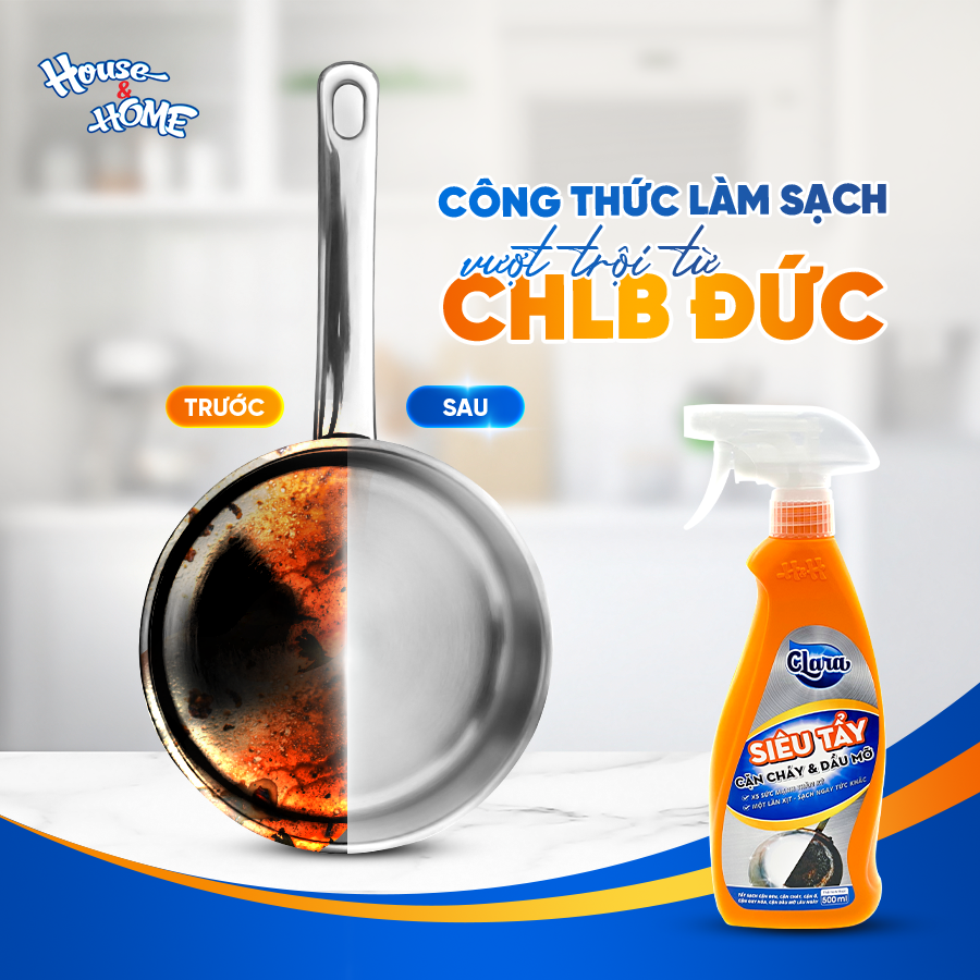 Siêu tẩy cặn cháy và dầu mỡ Clara