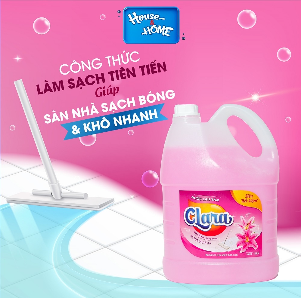 Nước lau sàn Clara - Hương hoa ly - Can 3.8Kg