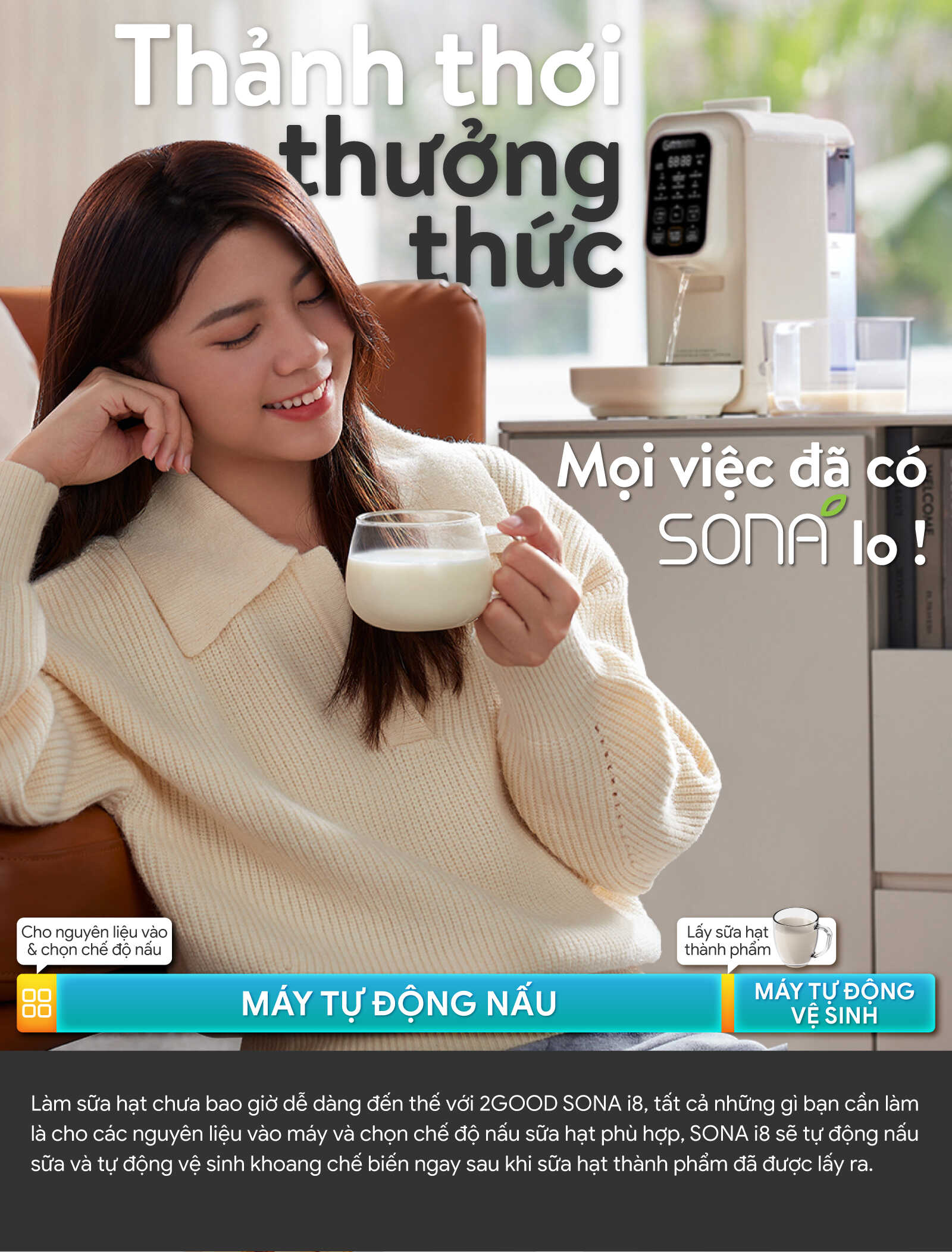 Máy Làm Sữa Hạt Tự Động 2GOOD SONA i8