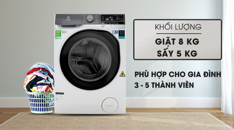 Máy Giặt Sấy Inverter Electrolux EWW8023AEWA - Giặt 8.0 kg - Sấy 5.0kg Mới 2020