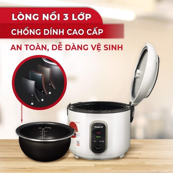 Nồi cơm điện lòng niêu Masuto 1,8l MC-RC1800