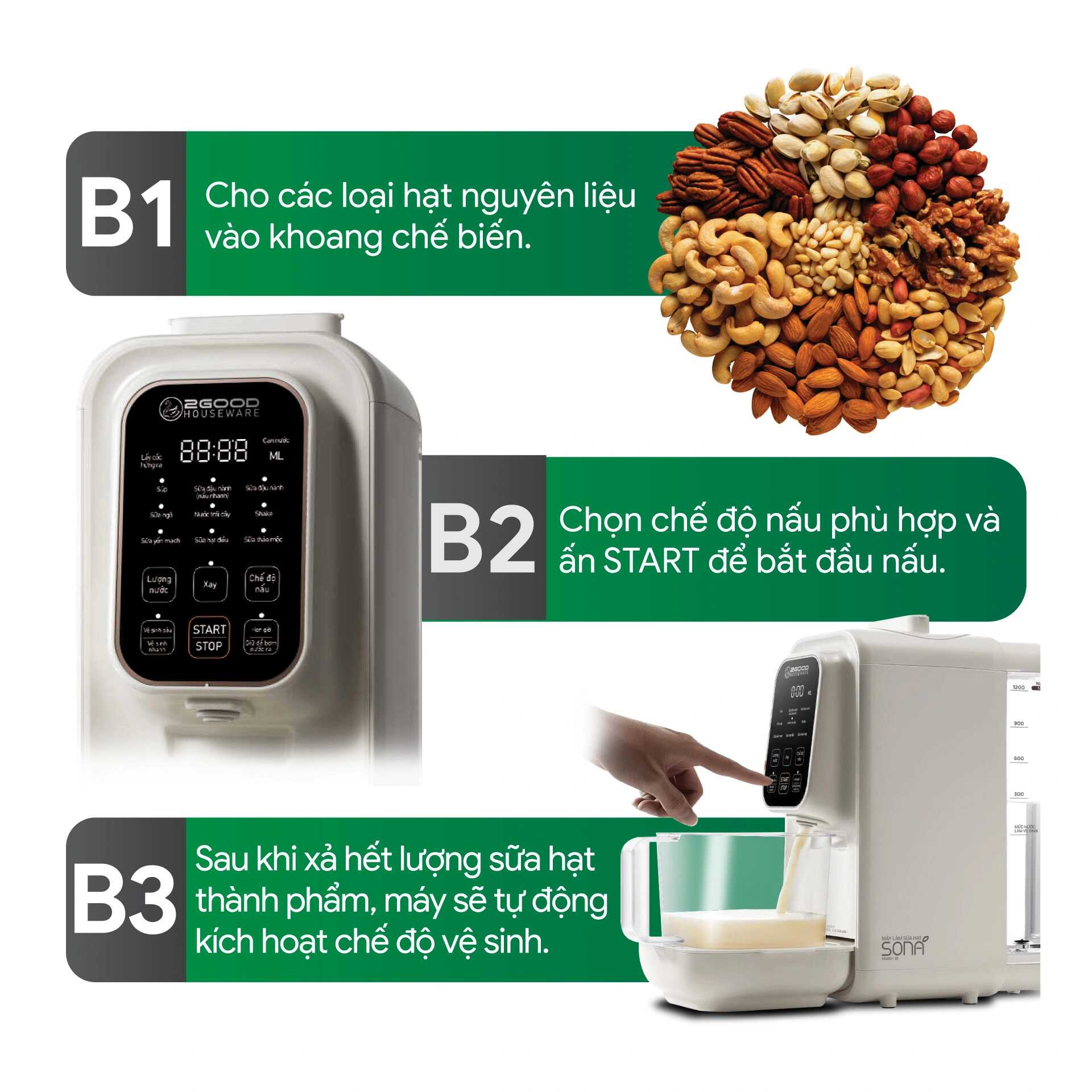 Máy Làm Sữa Hạt Tự Động 2GOOD SONA i8