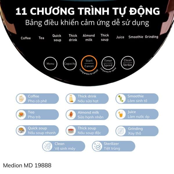 Máy Làm Sữa Hạt Tự Động Medion MD 19888