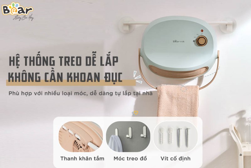 Máy sưởi gốm đa năng Bear DNQ-A19B1 BH 6 tháng, bản nội địa