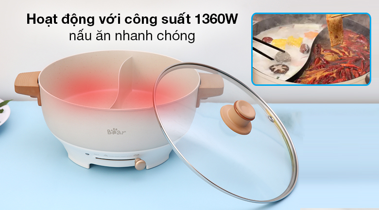 Nồi lẩu điện uyên ương Bear DHG-C50K1 - 5 lít
